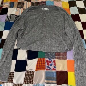 Hollister Grey Cropped Long Sleeve
